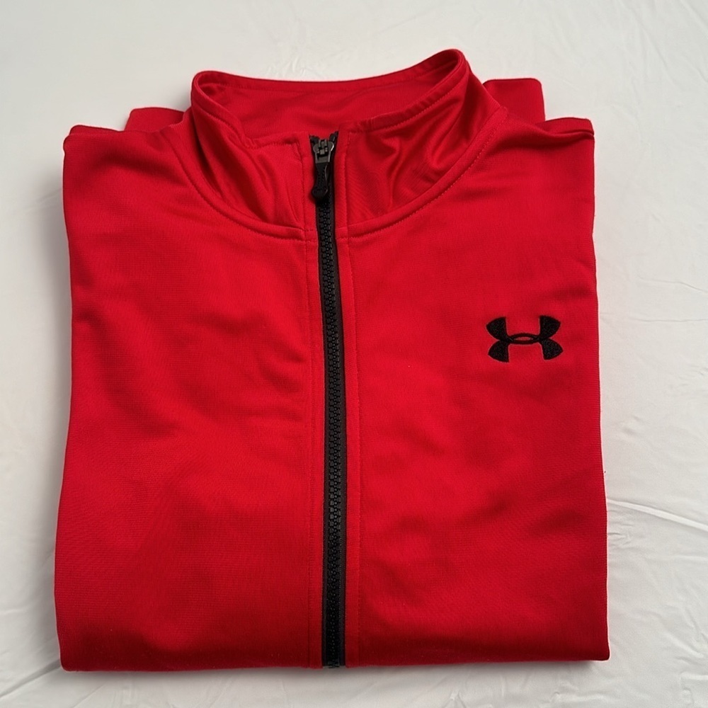 Under Armour red and black logo full zip performance track jacket
